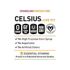 CELSIUS FANTASY VIBE Sparkling Mandarin Marshmallow, Sugar Free Energy Drink, 12 Fl Oz (Pack of 12)