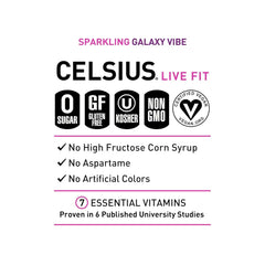 CELSIUS GALAXY VIBE Sparkling Strawberry Watermelon, Sugar Free Energy Drink, 12 Fl Oz (Pack of 12)