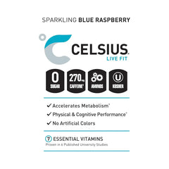 CELSIUS ESSENTIALS™ Sparkling Blue Crush, Sugar Free Performance Energy Drink, 16 Fl Oz (Pack of 12)