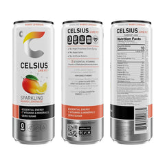 CELSIUS Sparkling Mango Lemonade, Sugar Free Energy Drink, 12 Fl Oz (Pack of 12)