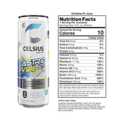 CELSIUS ASTRO VIBE Sparkling Blue Razz, Sugar Free Energy Drink, 12 Fl Oz (Pack of 12)