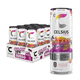 CELSIUS GALAXY VIBE Sparkling Strawberry Watermelon, Sugar Free Energy Drink, 12 Fl Oz (Pack of 12)