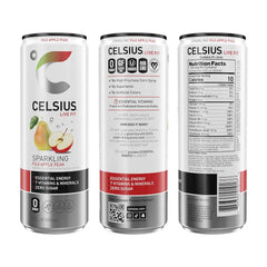 CELSIUS Sparkling Fuji Apple Pear, Sugar Free Energy Drink, 12 Fl Oz (Pack of 12)