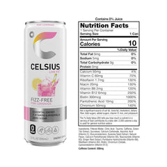 CELSIUS Fizz Free Pink Lemonade, Sugar Free Energy Drink, 12 Fl Oz (Pack of 12)