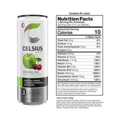CELSIUS Sparkling Green Apple Cherry, Sugar Free Energy Drink, 12 Fl Oz (Pack of 12)