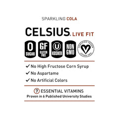 CELSIUS Sparkling Cola, Sugar Free Energy Drink, 12 Fl Oz (Pack of 12)