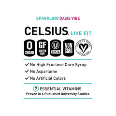 CELSIUS OASIS VIBE Sparkling Prickly Pear Lime, Sugar Free Energy Drink, 12 Fl Oz (Pack of 12)