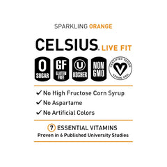 CELSIUS Sparkling Orange, Sugar Free Energy Drink, 12 Fl Oz (Pack of 12)