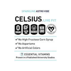 CELSIUS ASTRO VIBE Sparkling Blue Razz, Sugar Free Energy Drink, 12 Fl Oz (Pack of 12)