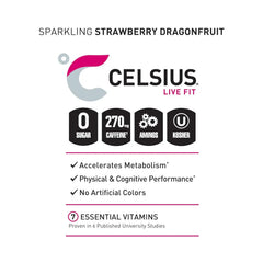 CELSIUS ESSENTIALS™ Sparkling Dragonberry, Sugar Free Performance Energy Drink, 16 Fl Oz (Pack of 12)