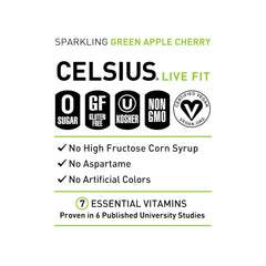 CELSIUS Sparkling Green Apple Cherry, Sugar Free Energy Drink, 12 Fl Oz (Pack of 12)