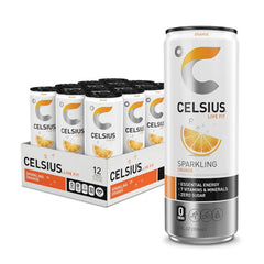 CELSIUS Sparkling Orange, Sugar Free Energy Drink, 12 Fl Oz (Pack of 12)