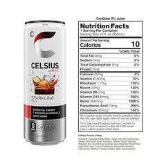 CELSIUS Sparkling Cola, Sugar Free Energy Drink, 12 Fl Oz (Pack of 12)