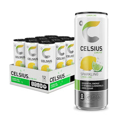 CELSIUS Sparkling Lemon Lime, Sugar Free Energy Drink, 12 Fl Oz (Pack of 12)