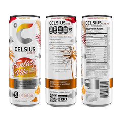 CELSIUS FANTASY VIBE Sparkling Mandarin Marshmallow, Sugar Free Energy Drink, 12 Fl Oz (Pack of 12)