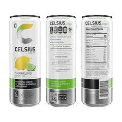 CELSIUS Sparkling Lemon Lime, Sugar Free Energy Drink, 12 Fl Oz (Pack of 12)
