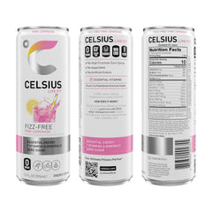CELSIUS Fizz Free Pink Lemonade, Sugar Free Energy Drink, 12 Fl Oz (Pack of 12)