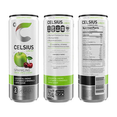 CELSIUS Sparkling Green Apple Cherry, Sugar Free Energy Drink, 12 Fl Oz (Pack of 12)